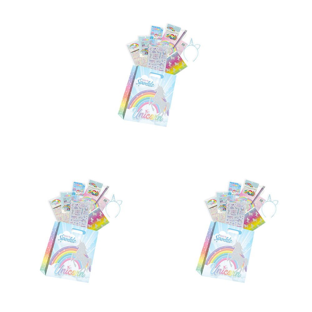 3PK Bensons Unicorn Mini Showbag with Headband Stickers Erasers - 3y+