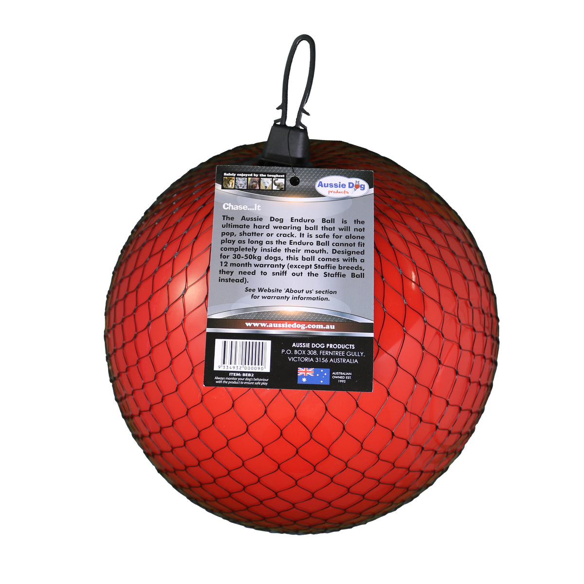 Aussie Dog Products 19cm Enduro Pet Toy Hard Ball Red M