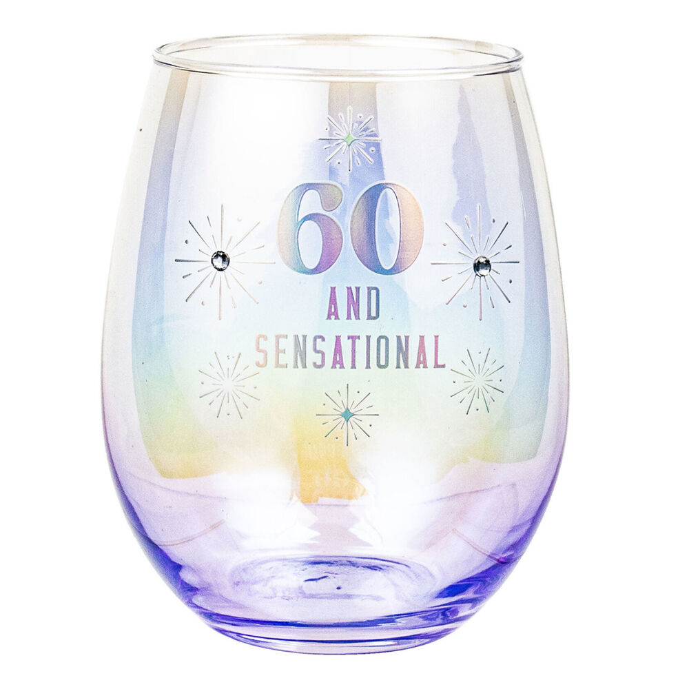 2PK LMD 60th Stemless Holographic Glass 560ml Water Tumbler