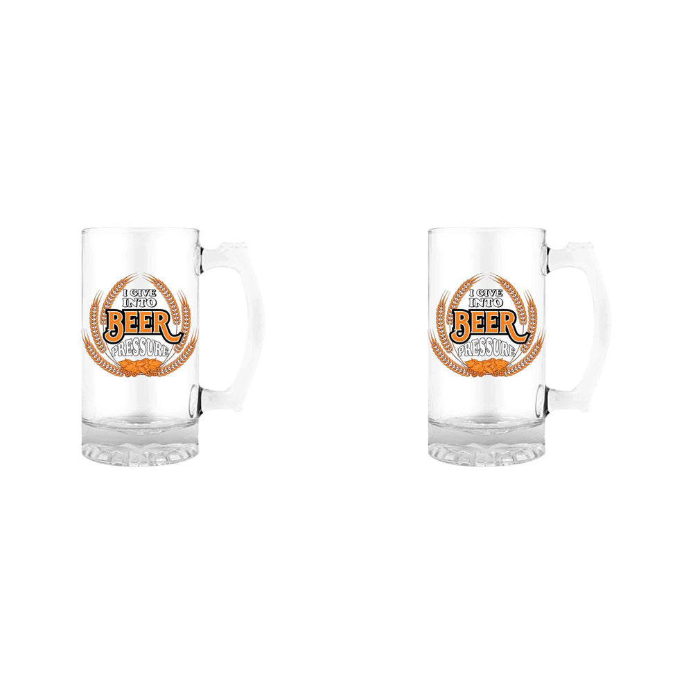 2PK I Give Into Beer 490ml/18cm Beer/Cider Drinking Glass w/ Handle
