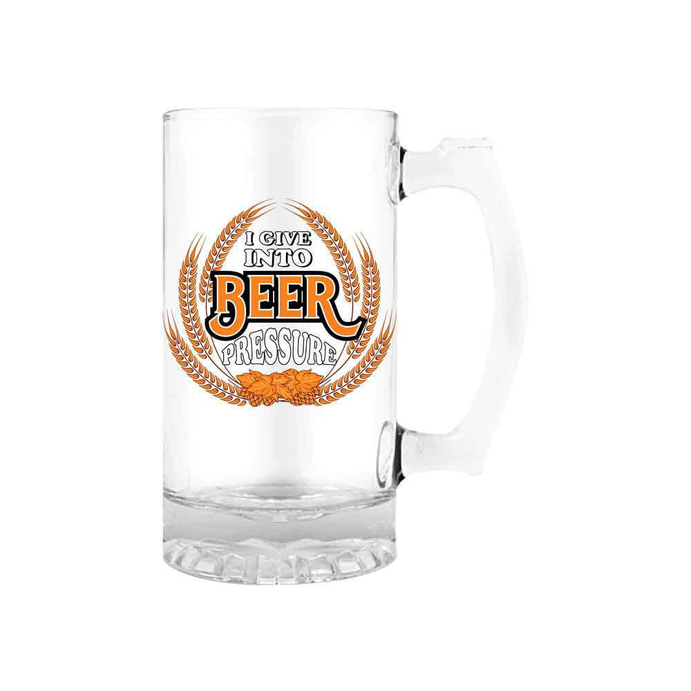 2PK I Give Into Beer 490ml/18cm Beer/Cider Drinking Glass w/ Handle