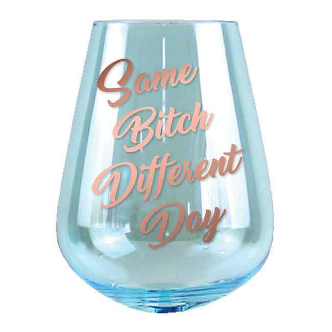2pc Same B*itch Different Day 13cm/600ml Stemless Glass Wine Drinking Set