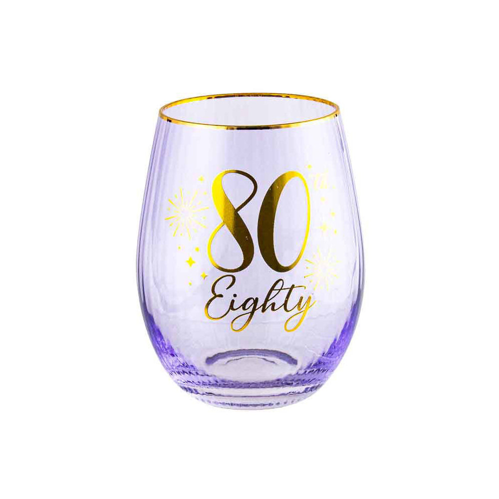 2PK 80th Fluted Stemless Glassware/Home Decoration 600ml/13cm