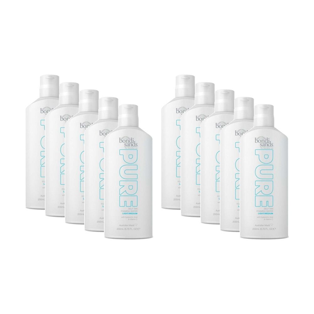10PK Bondi Sands Pure Self Tanning Water 200ml Light To Medium For Sensitive