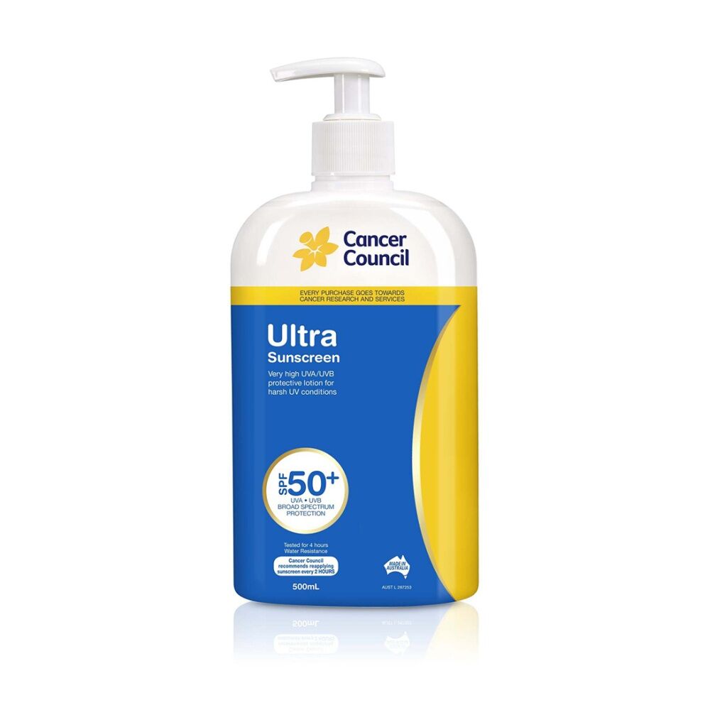 2x Cancer Council Ultra Sunscreen UV SPF50+ Water Resistant Sun Protection 500ml