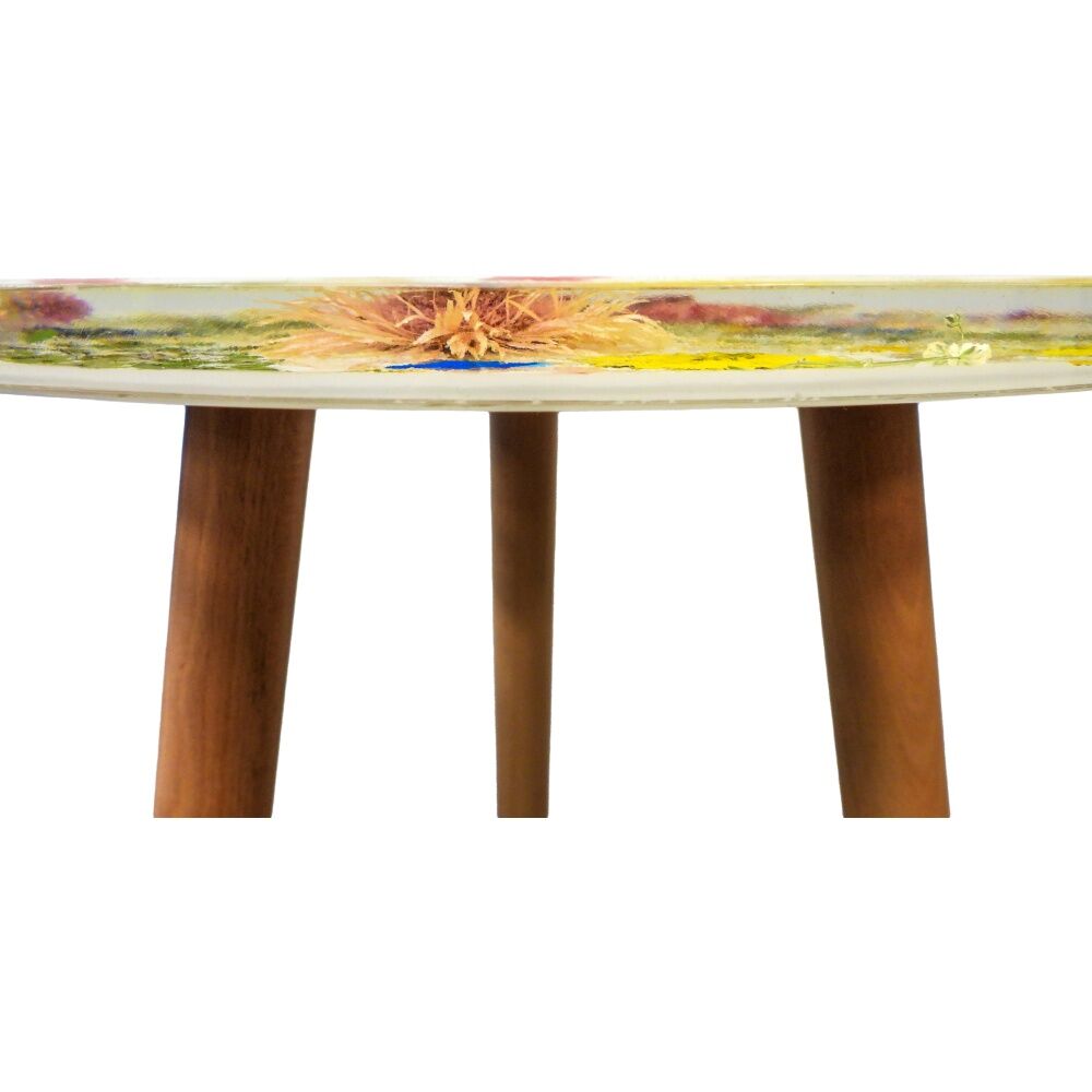 Leni Handcrafted Resin Side Table Barbeton Daisy White 40x40x51.5cm