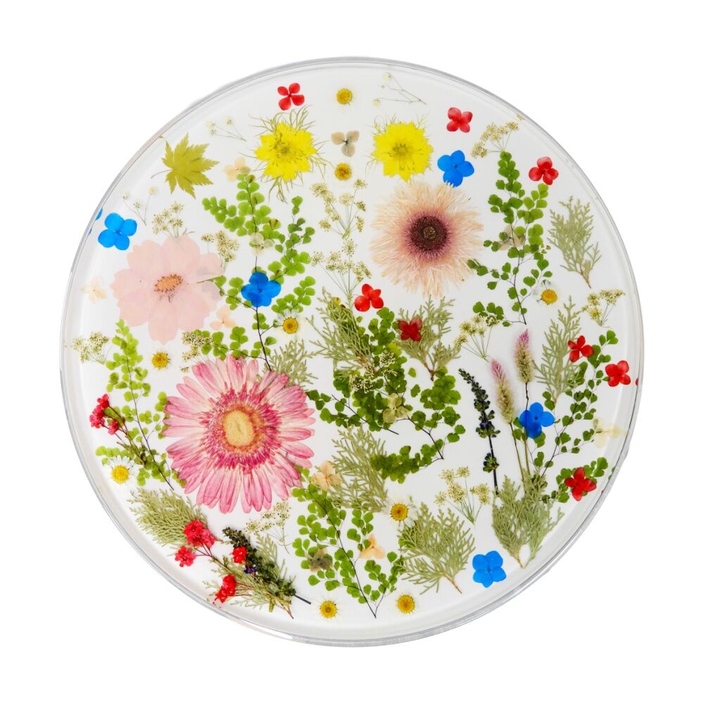 Leni Handcrafted Resin Side Table Barbeton Daisy White 40x40x51.5cm