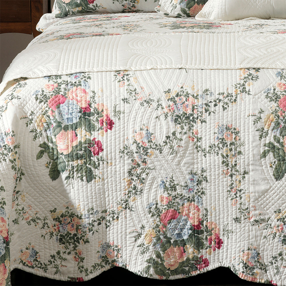 Bianca Rosedale Multi Bedspread Set Green - Single Bed