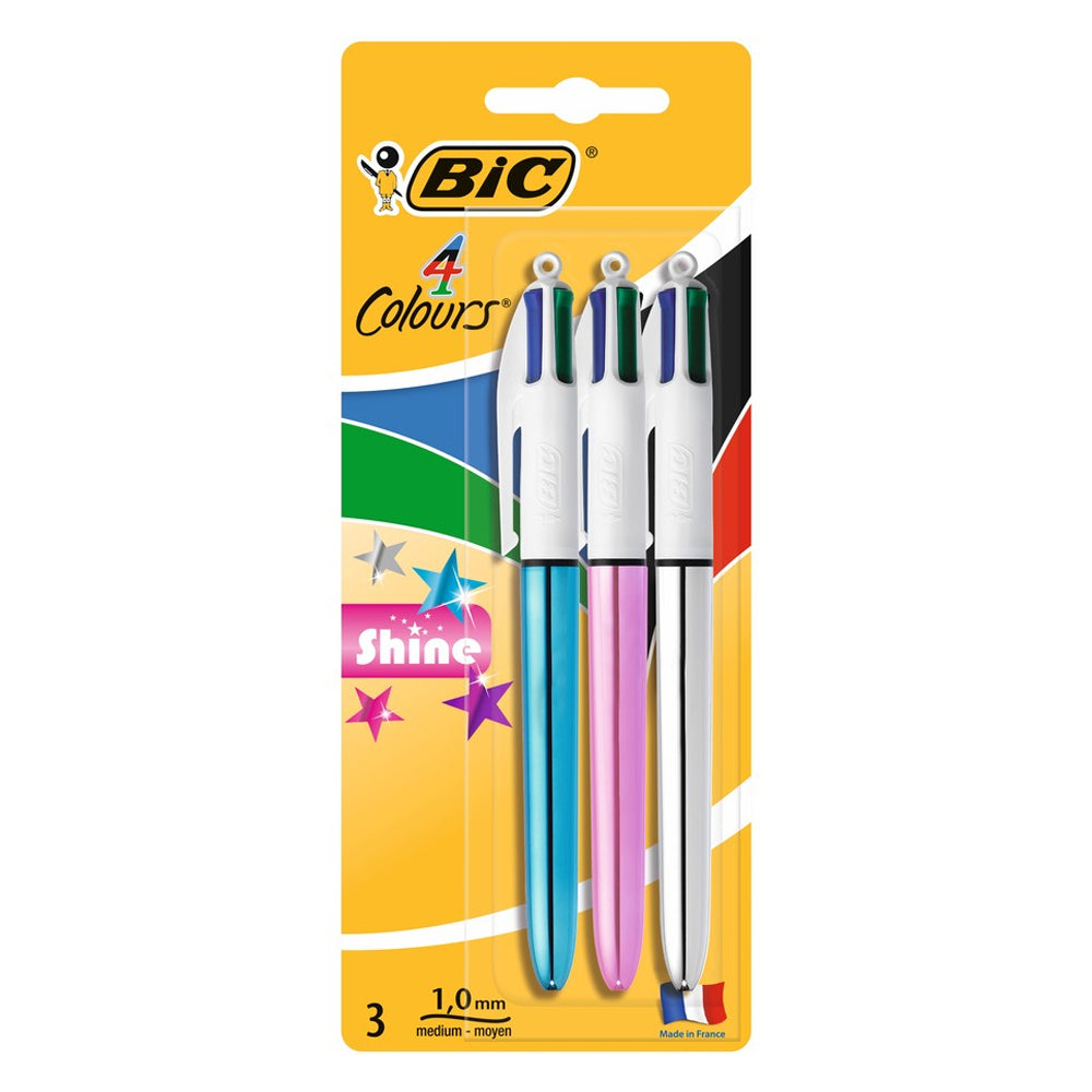 18pc Bic 4-Colour Shine Metallic Pens Set 1.0mm Stationery