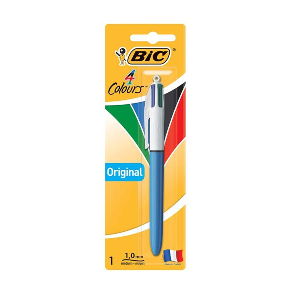 12PK Bic 4-Colour Click Pen Original Writing Ballpen 1.0mm Nib