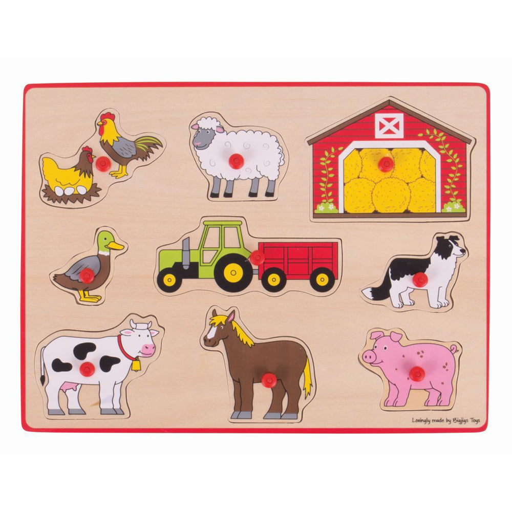 2x Bigjigs Toys 30cm Farm & Transport Lift Out Puzzle Toy Set 3y+