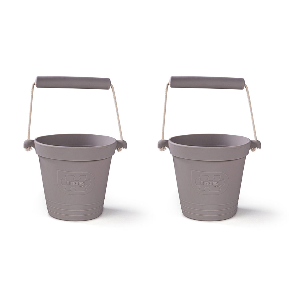 2PK Bigjigs Toys 14cm Activity Bucket Kids Toy Stone Grey 18m+