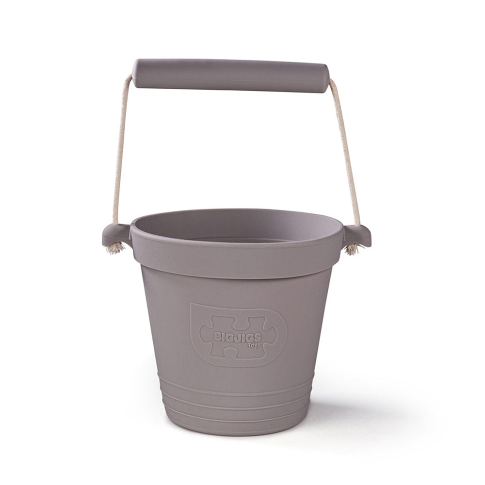 2PK Bigjigs Toys 14cm Activity Bucket Kids Toy Stone Grey 18m+