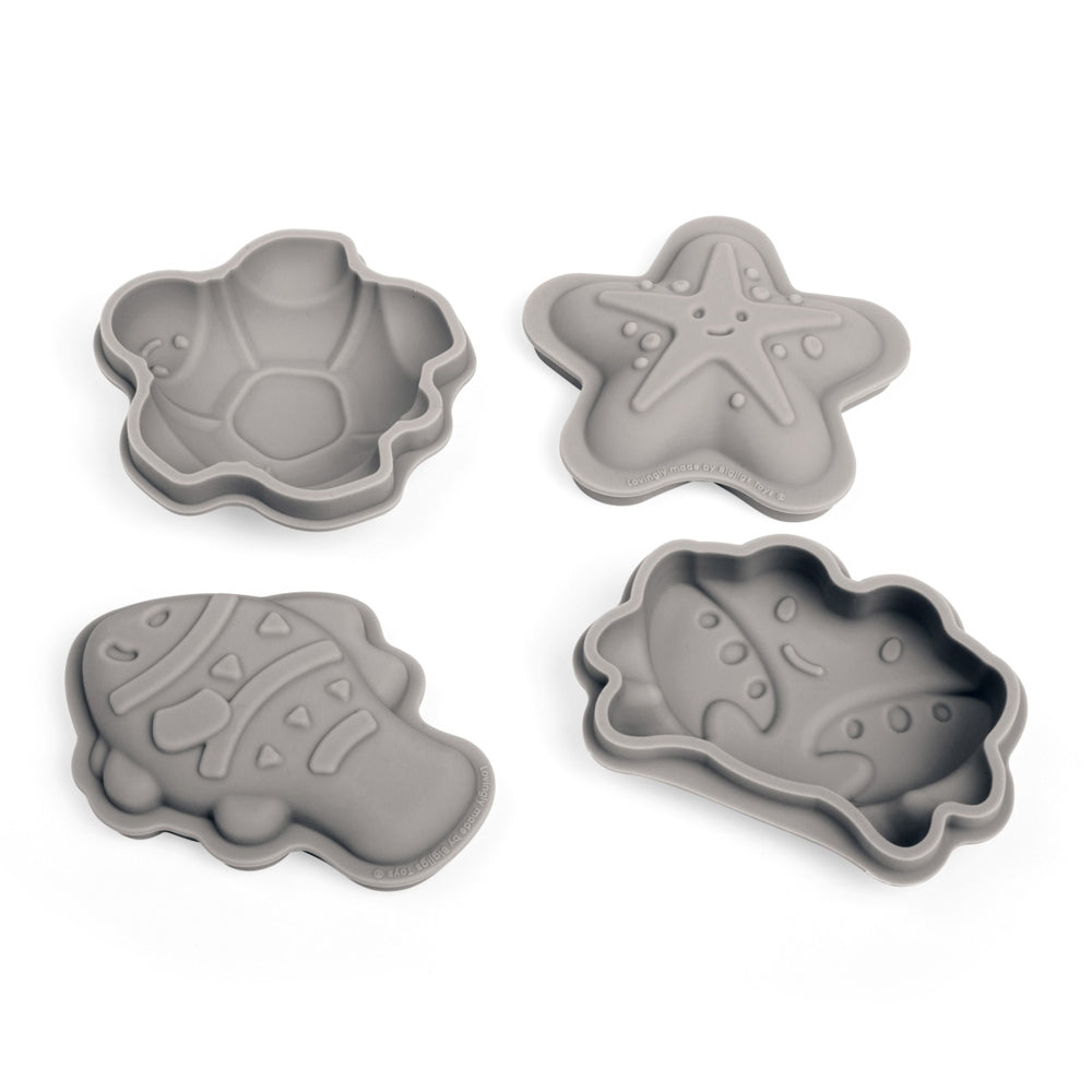 2x 4pc Bigjigs Toys Sand Mould Set Kids Toy Stone Grey 18m+