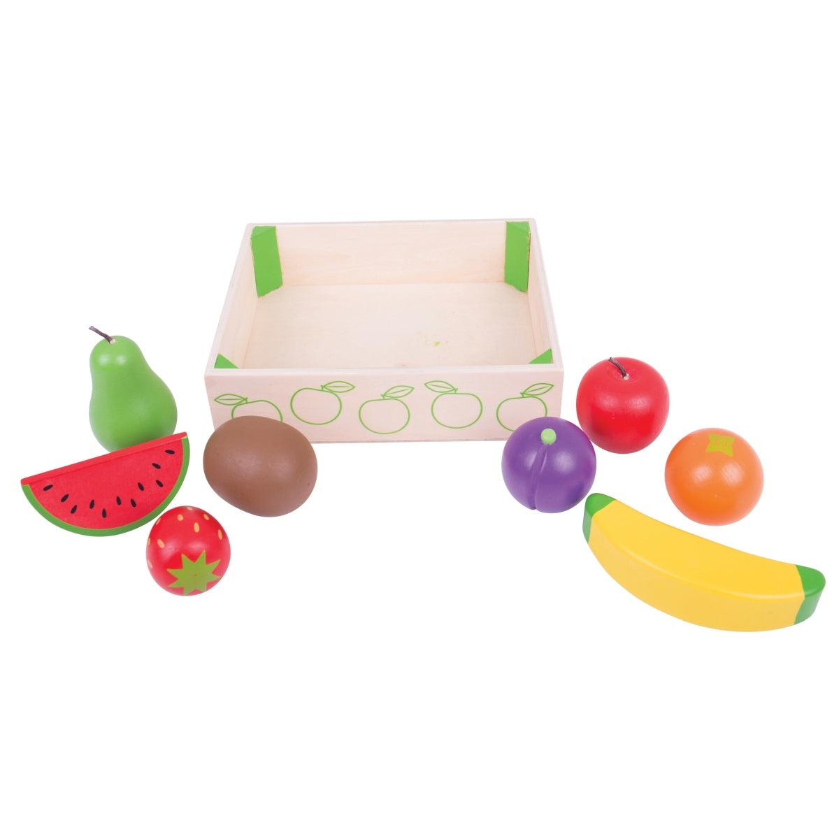 Bigjigs Toys Wooden Fruit Crate Kids Pretend Play Toy 18m+