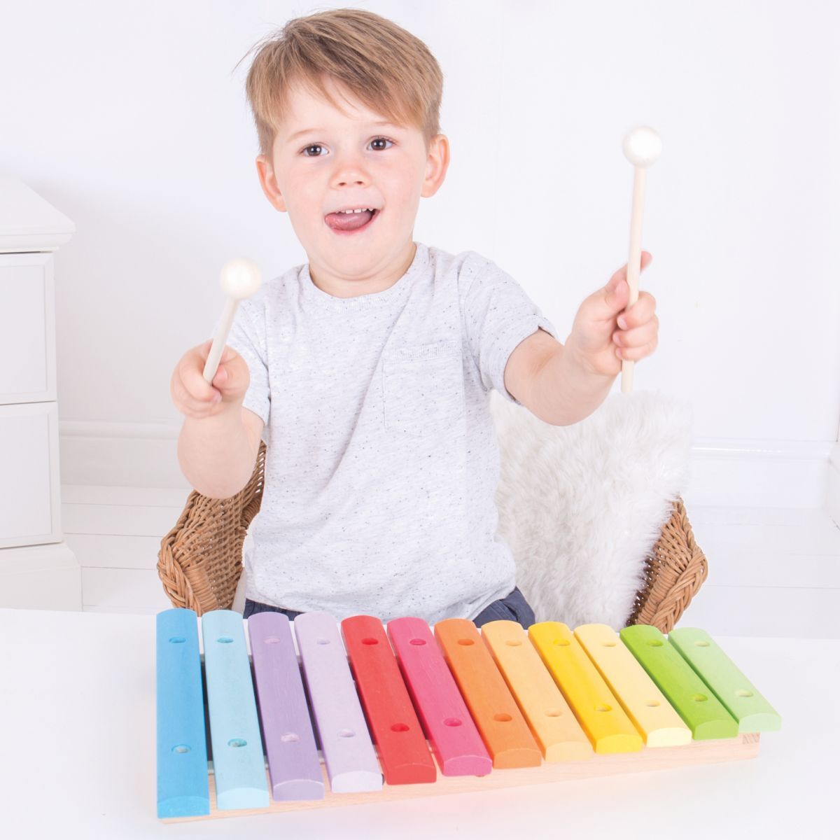 Bigjigs Toys Snazzy 33cm Xylophone w/ 2-Mallets Toddlers 18m+