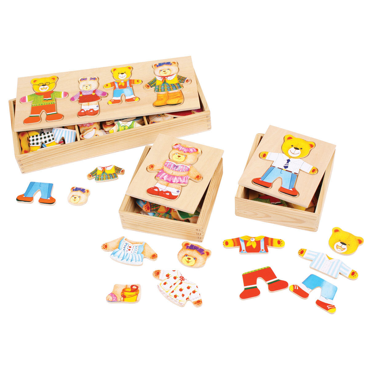 18pc Bigjigs Toys 14cm Dress Up Mr Bear Kids Wooden Toy 3y+