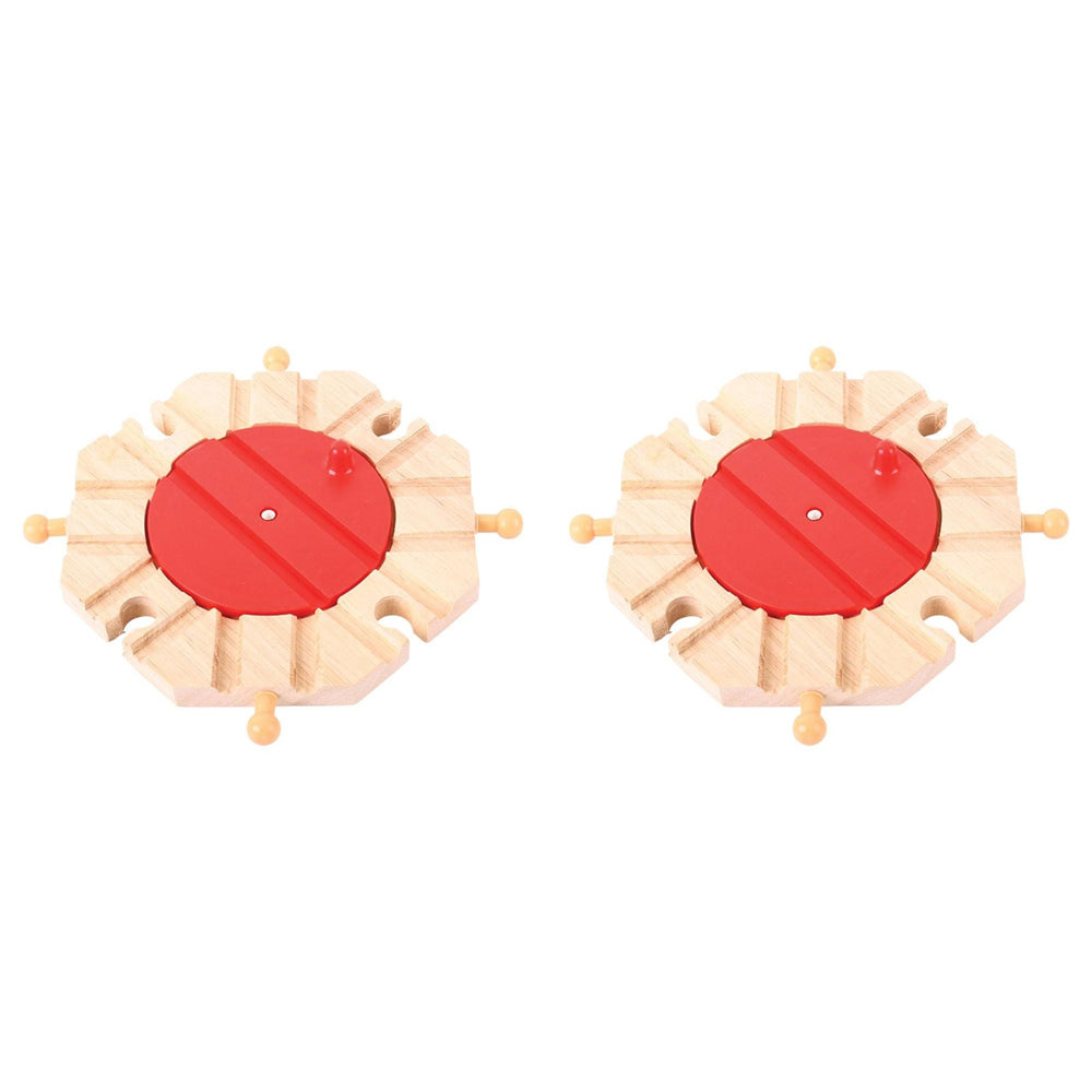 2PK Bigjigs Rail 8-Way Turntable 14.5cm Railway Track Kids Wooden Toy 3y+