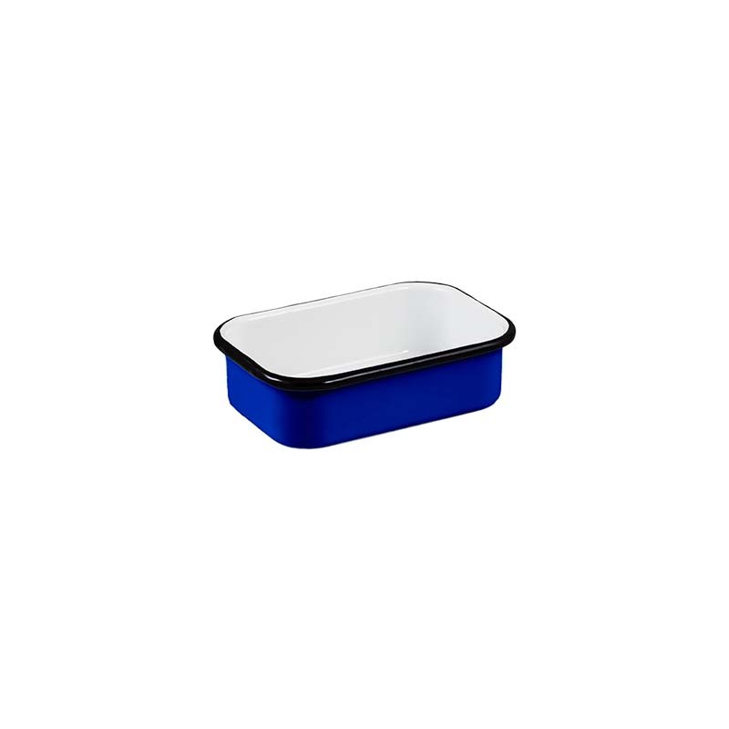 2x Urban Style Enamelware Multipurpose 14.5cm Rectangle Tray w/ Black Rim Blue