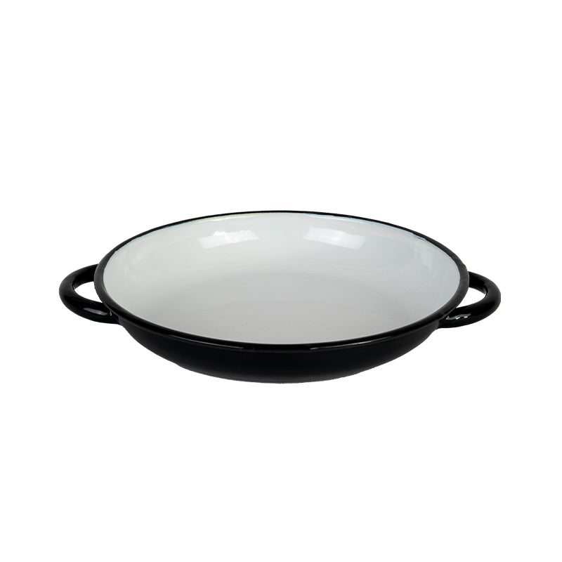 2x Urban Style Enamelware 24cm Ragout Plate w/ Handle - Black/White