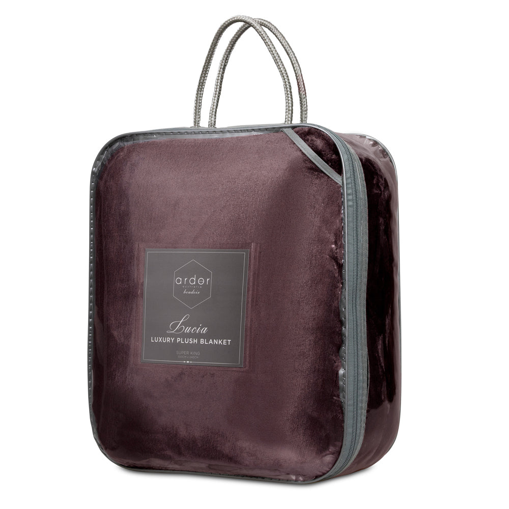 Ardor Boudoir Lucia Bed Luxury Plush Velvet Blanket Aubergine