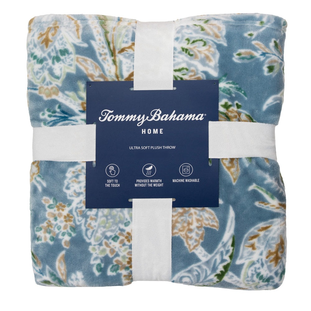 Tommy Bahama Tiki Bay Single/Double Size Blanket Bedding Silver Blue