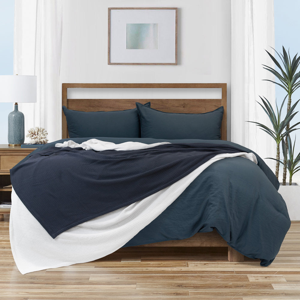 Algodon Single Sophie Cotton Waffle 300GSM Blanket - White