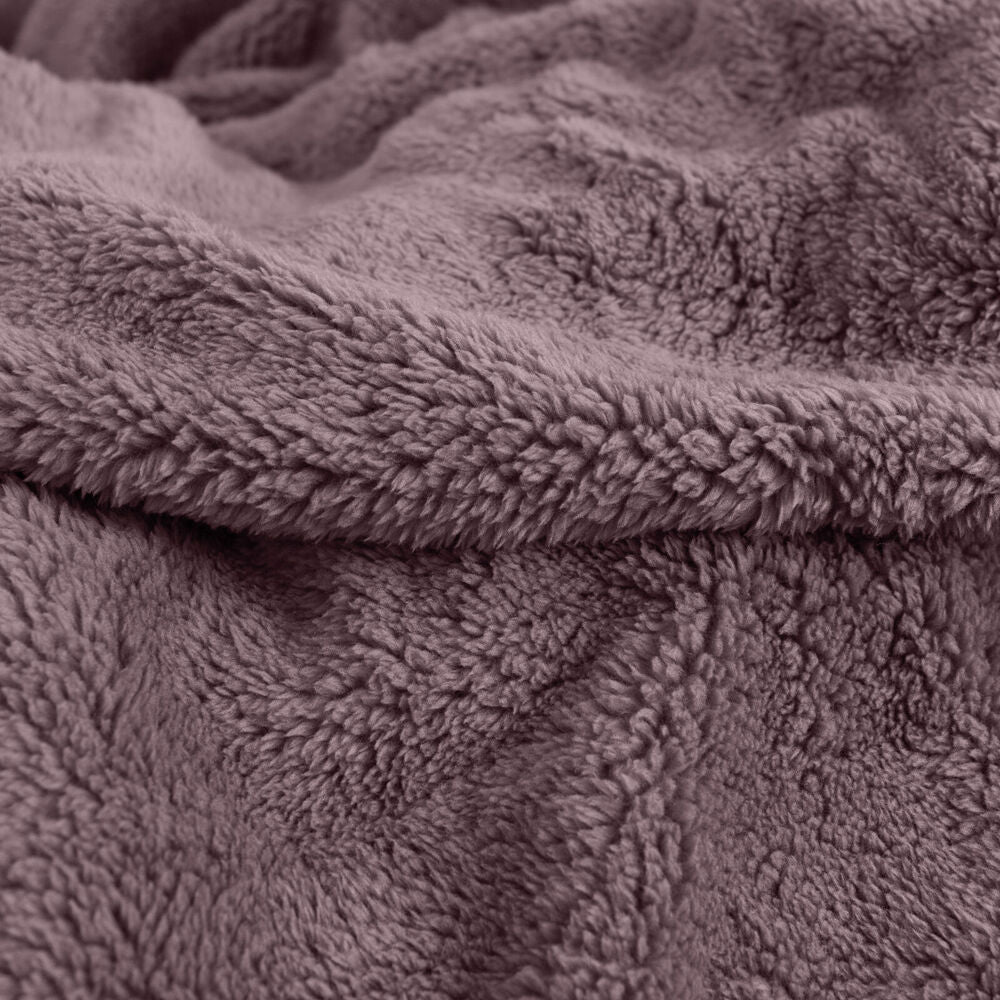Ardor Boudoir Polyester Teddy Fleece Room Bed Blanket/Throw Mauve 245x240cm
