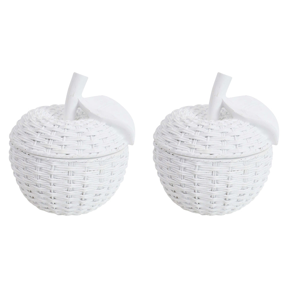 2PK LVD Apple Trinket Storage Box Weave Decorative Home Ornament Statue 10.5x12cm