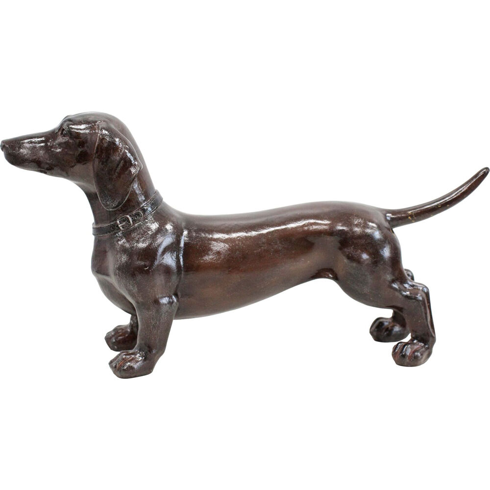 LVD Resin Dachshund Sausage Dog Sculpture Decor 26.3x5.5x13.5cm Bronze
