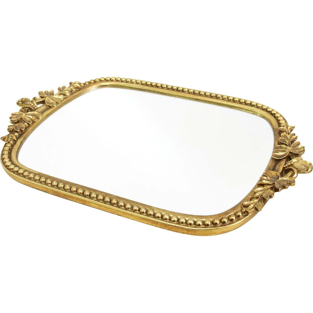 LVD Large Arabella Resin Mirrored Trinket Display Tray 46.5x30cm Gold