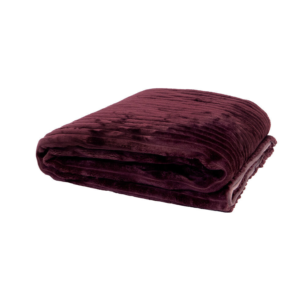 Bambury Channel Warm Sofa/Couch Blanket Soft Bedroom Throw 150x200cm Plum