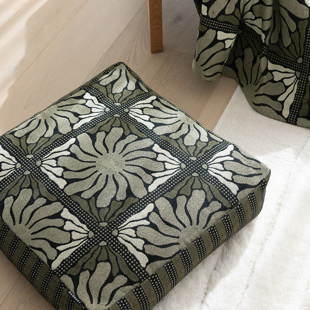 Bambury Zinnia Poly/Cotton Filled Floor Cushion 55cm Moss