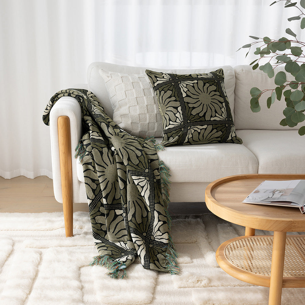 Bambury Zinnia Poly/Cotton Throw Blanket 130x180cm Moss