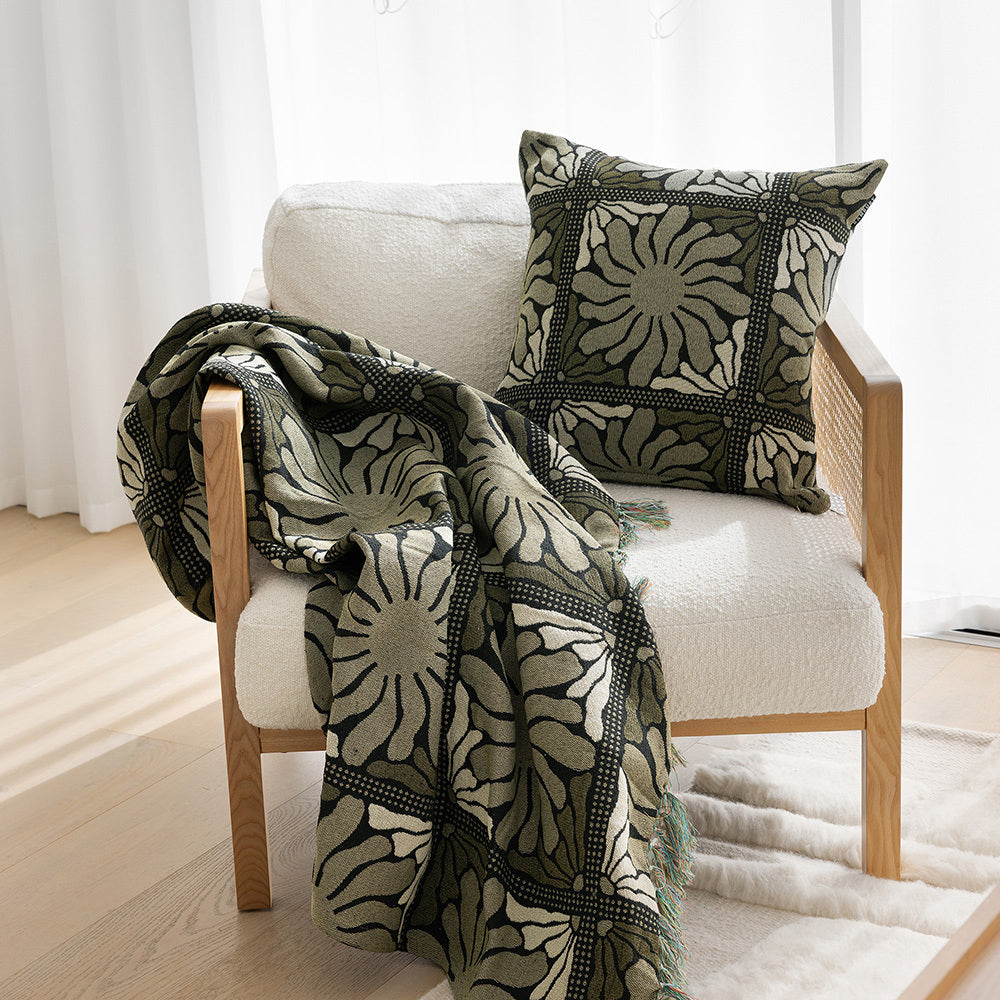 Bambury Zinnia Poly/Cotton Throw Blanket 130x180cm Moss