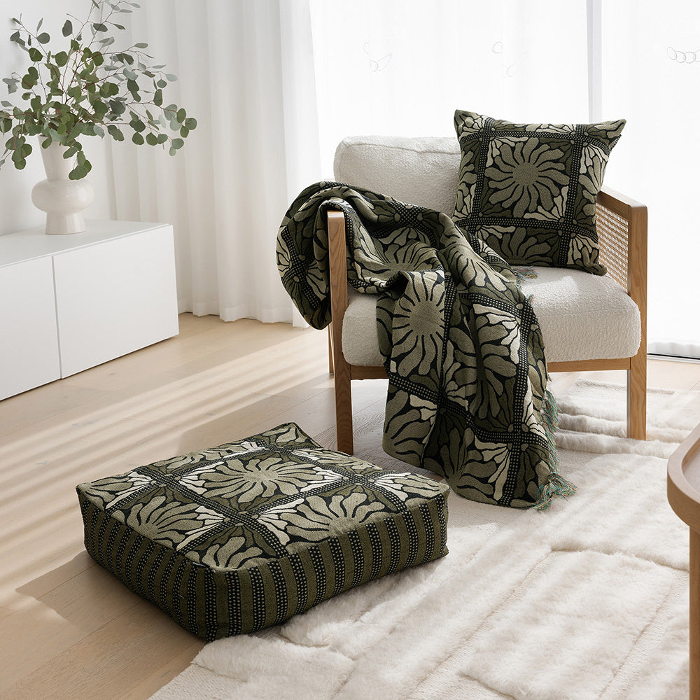 Bambury Zinnia Poly/Cotton Throw Blanket 130x180cm Moss