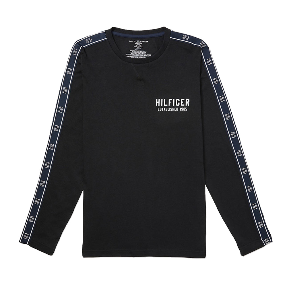 Tommy Hilfiger Men's Sleepwear French Terry Longsleeve Crew Neck Black