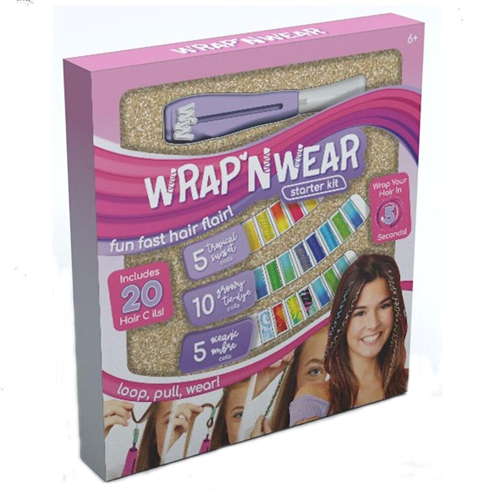 2x 20pc Wrap N Wear Starter Kit Hair Coils Set w/Styling Tools for Kids 6y+