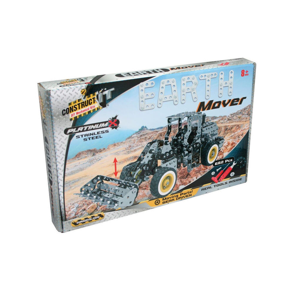 682pc Construct-It Earth Mover Stainless Steel Build Kit w/Real Gears/Tools 8y+