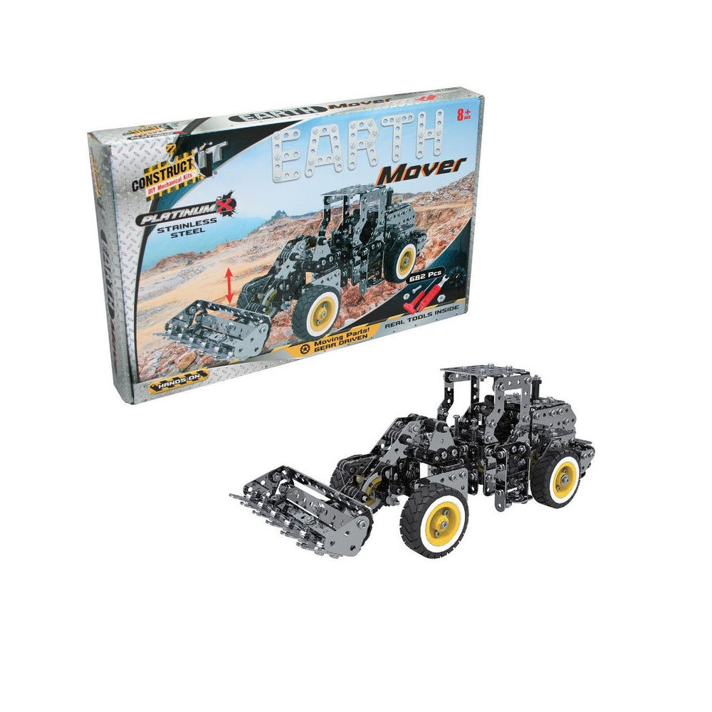 682pc Construct-It Earth Mover Stainless Steel Build Kit w/Real Gears/Tools 8y+