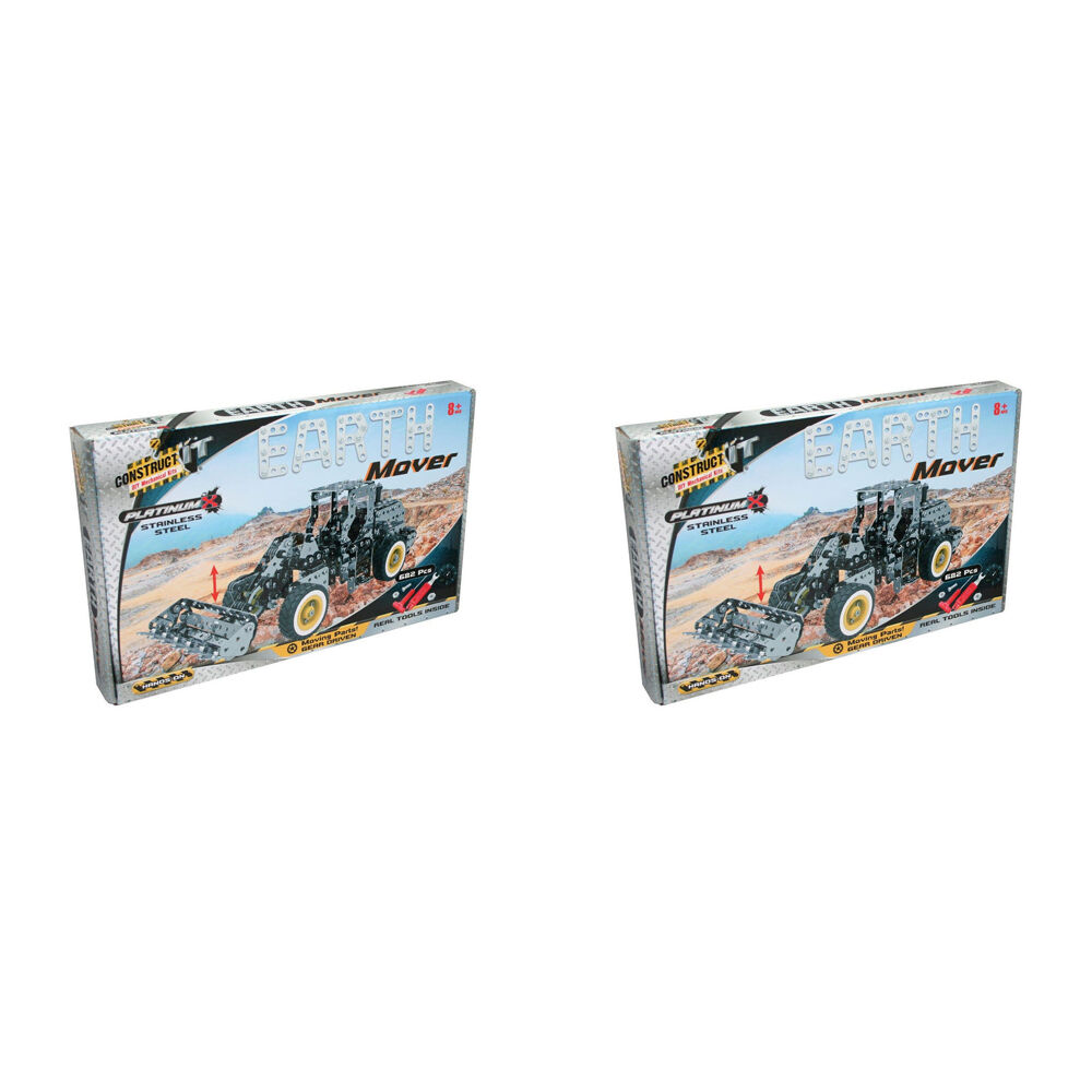2x 682pc Construct-It Earth Mover Stainless Steel Build Kit w/Real Gears/Tools 8y+