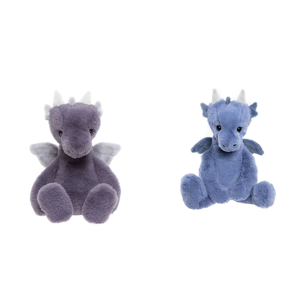 2pc Charlie Bears Draco Dragon Soft Lavender & Denim Soft Plush Toy 0y+