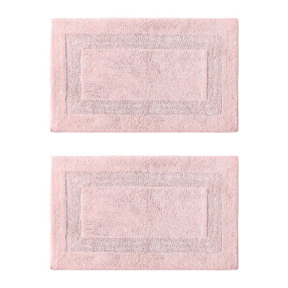 2PK Tommy Bahama 43x61cm Longbranch Reversible Cotton Bath Mat Petal Pink