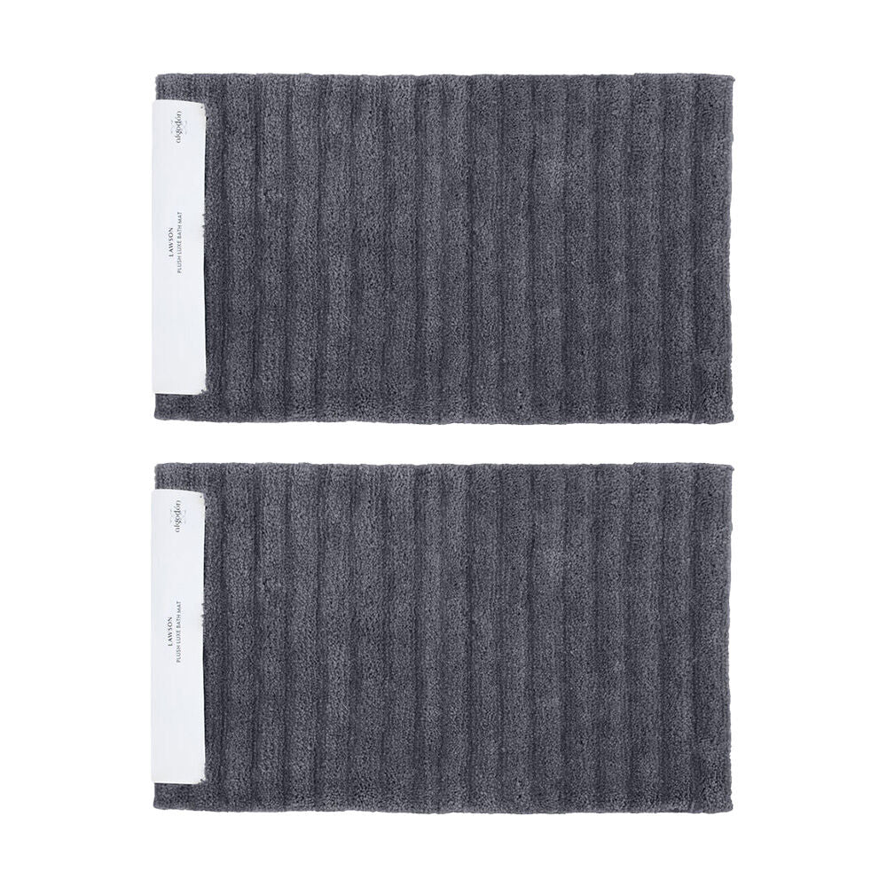 2PK Algodon Polyester Lawson Plush Bath Runner Non-Slip Soft Floor Mat Ebony
