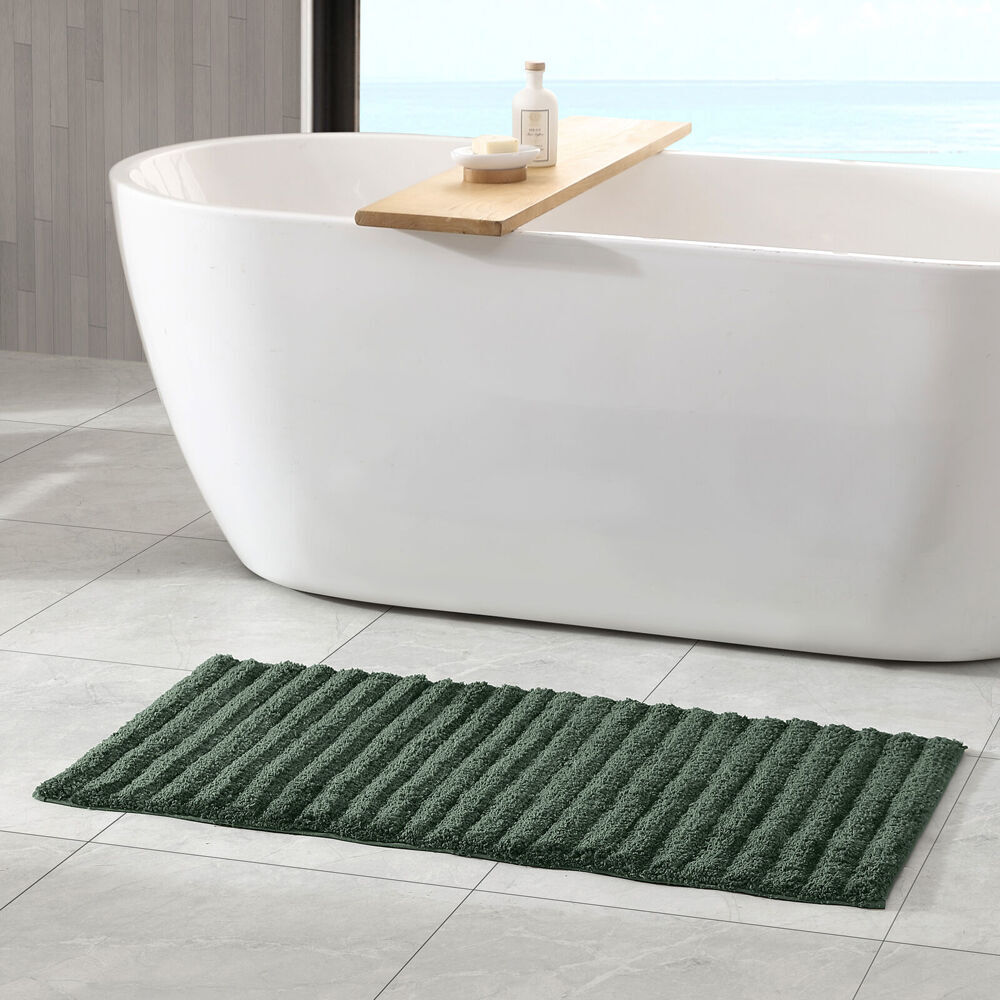 Algodon Polyester Lawson Plush Bath Runner Non-Slip Soft Mat Thyme 50x80cm