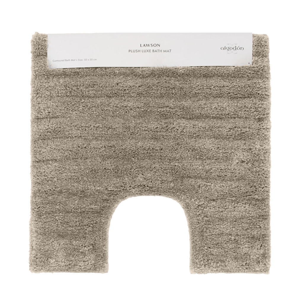 2PK Algodon Polyester Lawson Plush Contoured Bath Non-Slip Mat Taupe 50x50cm