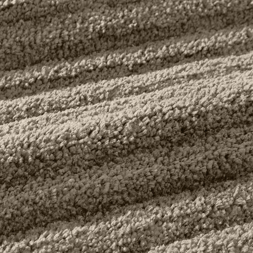 2PK Algodon Polyester Lawson Plush Contoured Bath Non-Slip Mat Taupe 50x50cm