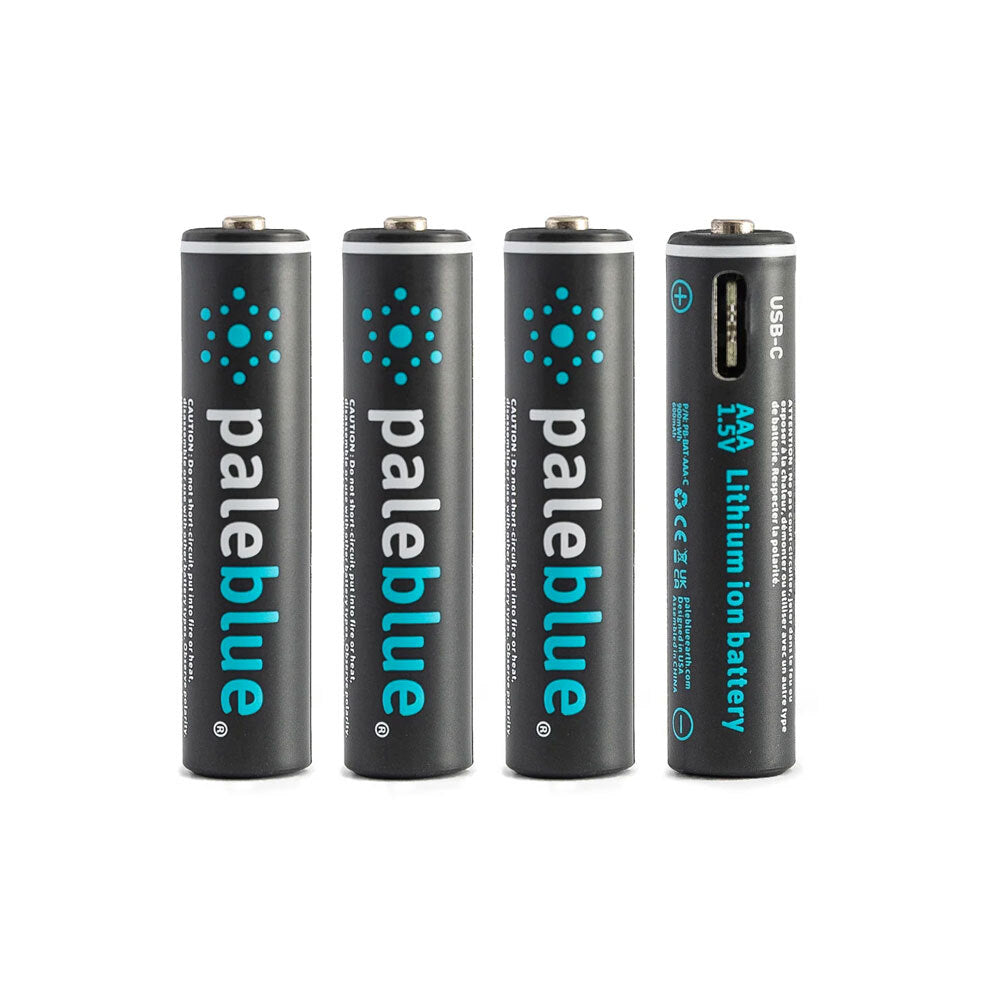 4pc Paleblue Fast Charging AAA USB-C Rechargeable Batteries