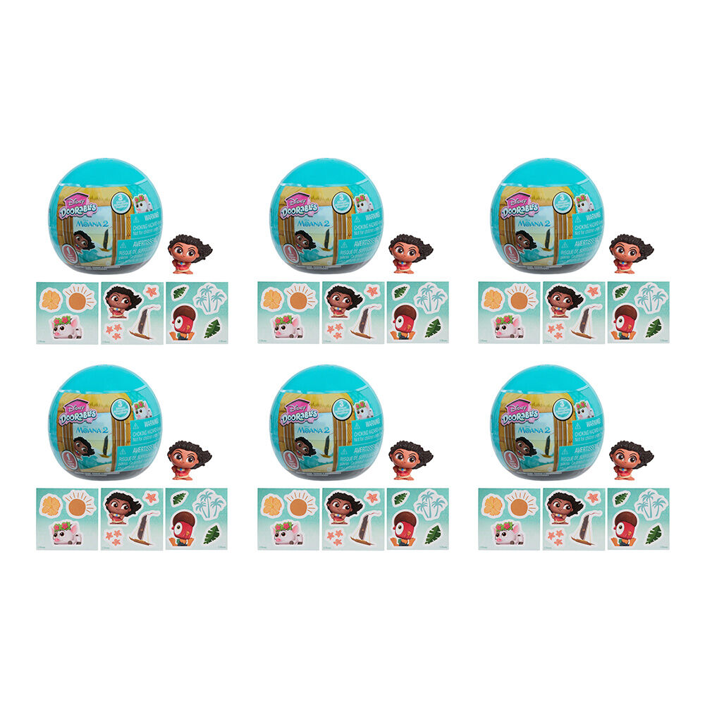 6PK Disney Doorables Moana 2 Blind Bag Kids Toy Assorted 5y+