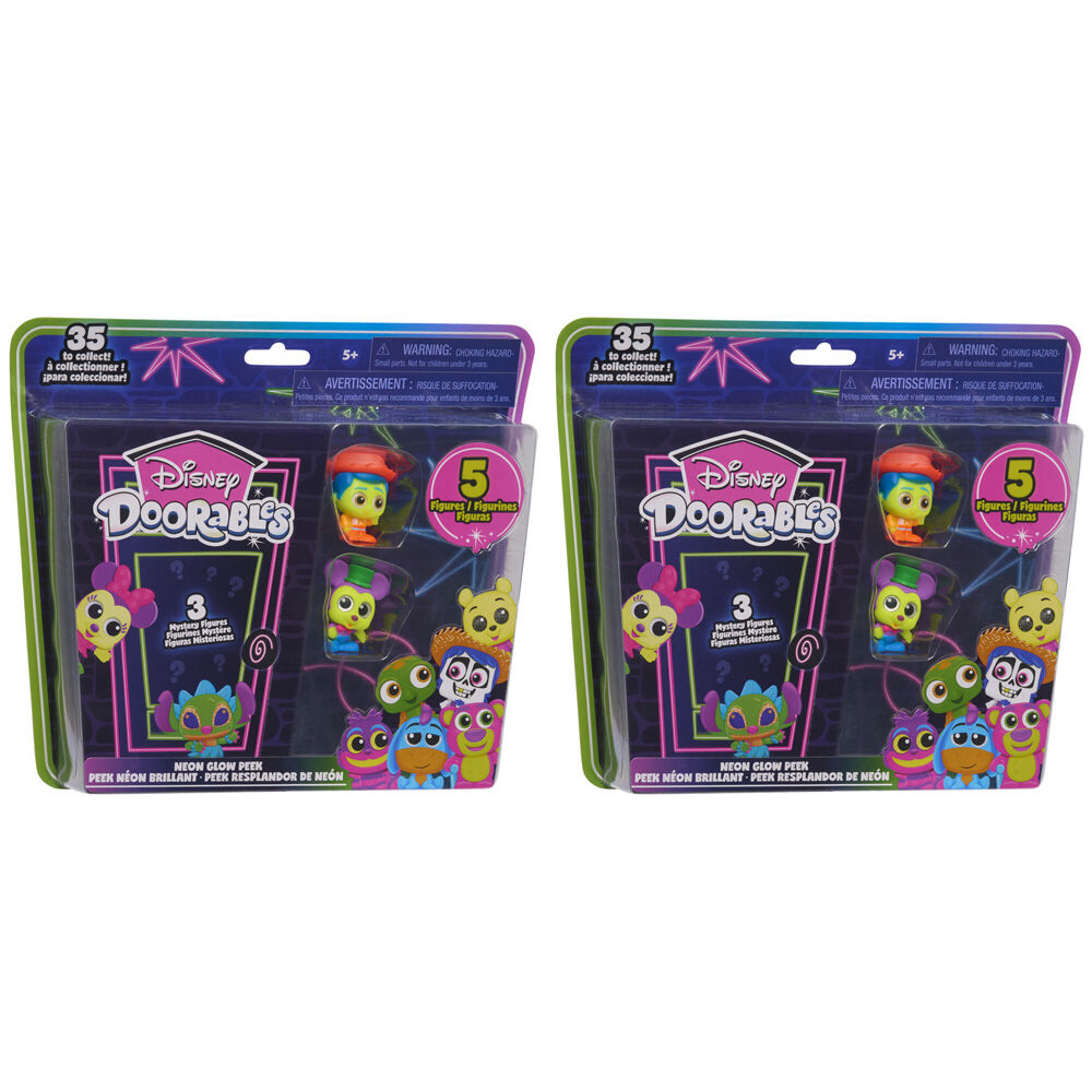 10pc Disney Doorables Neon Glow Peek Interactive Toy Assorted 5y+